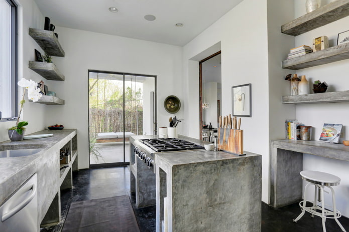 betoninė virtuvės sala