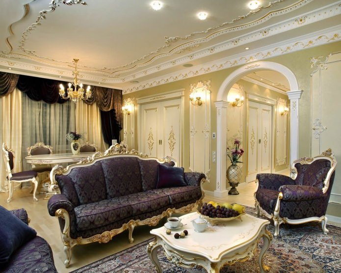 interior cameră de zi în stil baroc