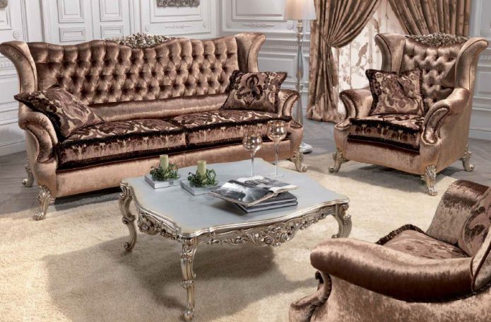 nội thất phòng khách theo phong cách baroque