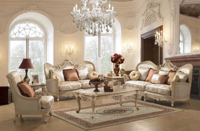 obývací pokoj dekorace v barokním stylu
