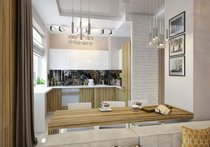 keuken in appartementontwerp 58 m². m.