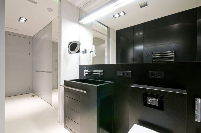 černobílý design koupelny