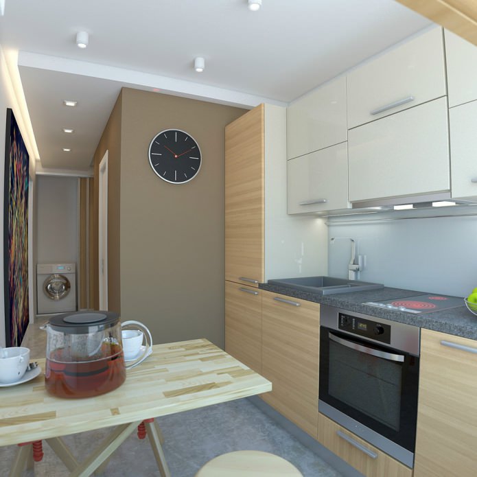 virtuve dizaina studijas tipa dzīvoklī 33 kv. m.