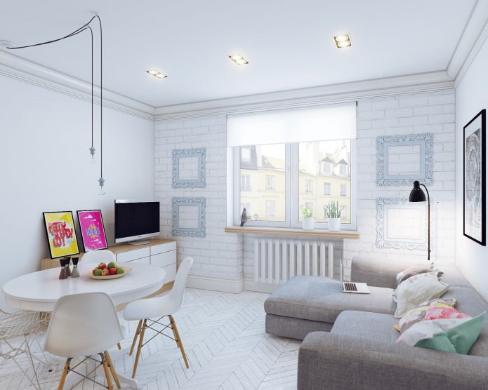 interiorul unui mic apartament în stil scandinav