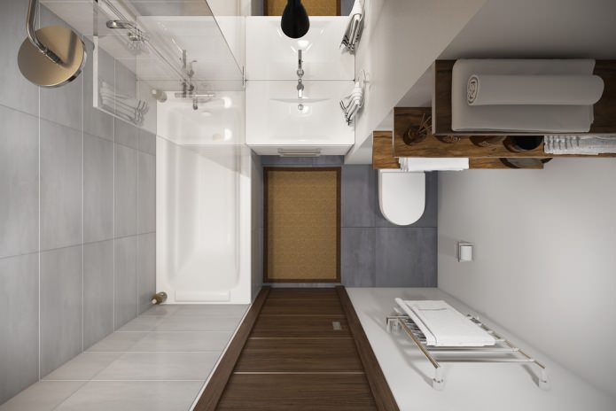 vonios kambario interjeras studijos tipo apartamentuose