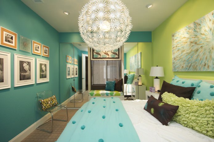 groene en turquoise slaapkamer