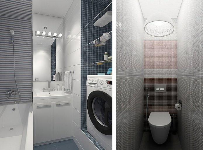 badkamer in het ontwerp van een klein 3-kamer appartement