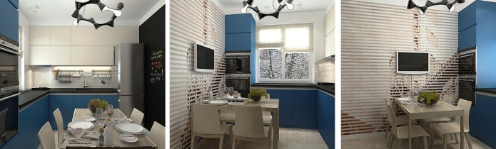 bucătărie în proiectarea unui apartament cu trei camere într-o casă cu panouri