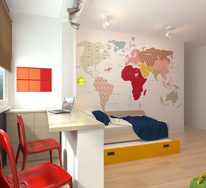 3 odalı küçük bir dairenin tasarımında çocuk odası
