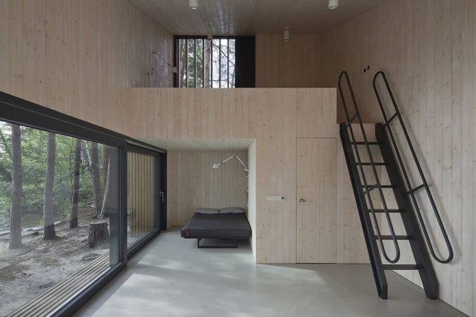 küçük bir özel evin minimalist iç tasarımı