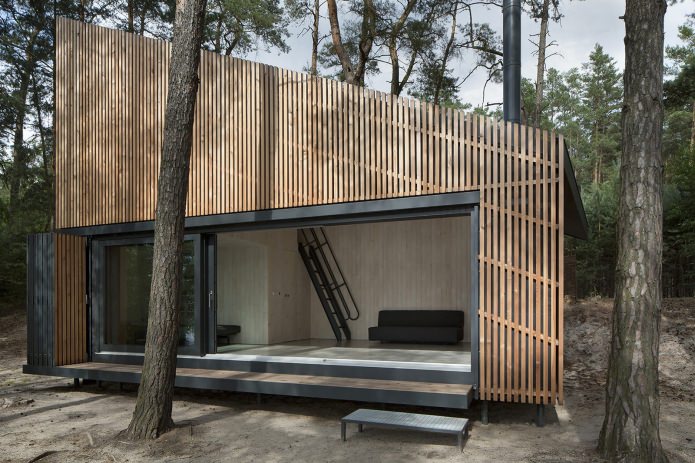 Reka bentuk rumah persendirian kecil di hutan