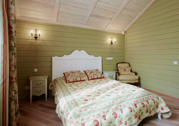 phòng ngủ với tông màu xanh lá cây