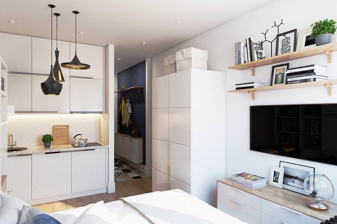 Compact ontwerp van een appartement van 19 m². m.