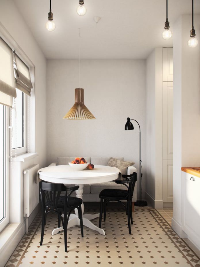 keuken in het ontwerp van een studio-appartement van 36 m². m.