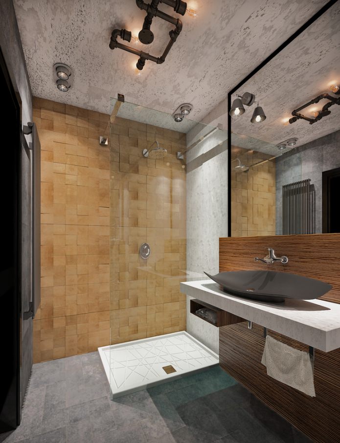 badkamer in het interieur van een klein appartement van 48 m². m.