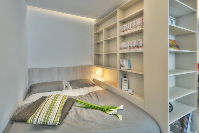 dormitori en el disseny d’un estudi de 32 m². m.
