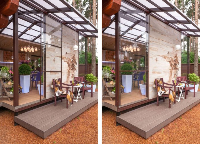 skydedøre i designet af en terrasse i et privat hus