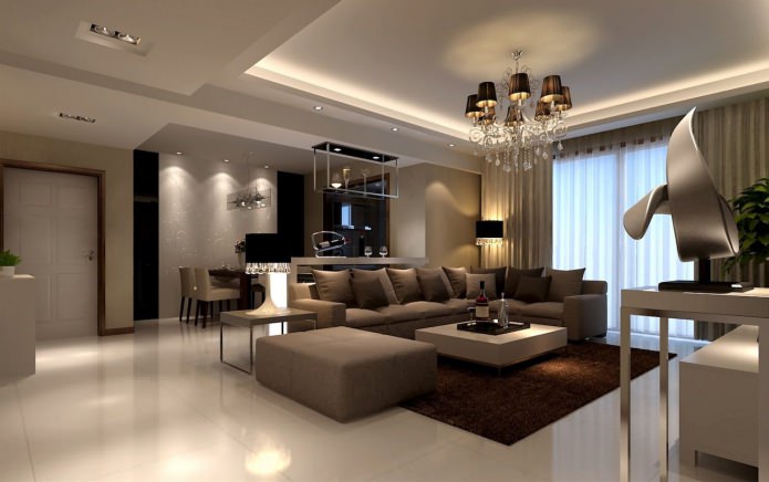 Obývací pokoj v hnědé barvě