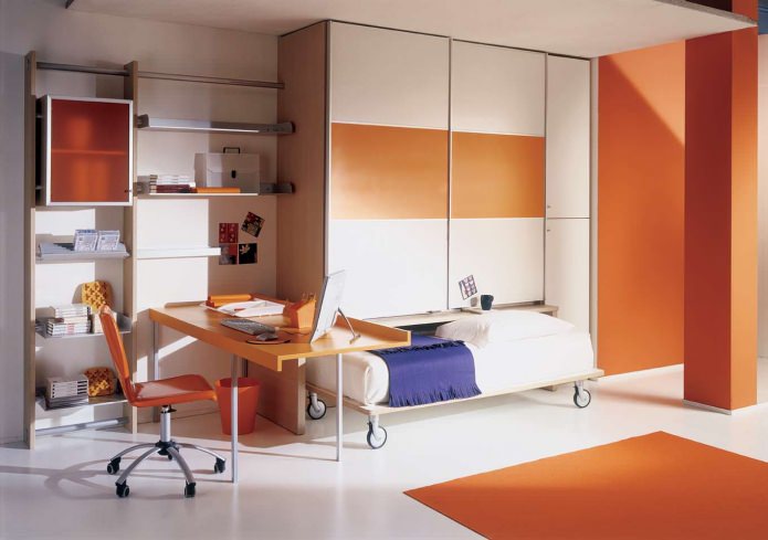 oranžinė spalva vaikų kambaryje