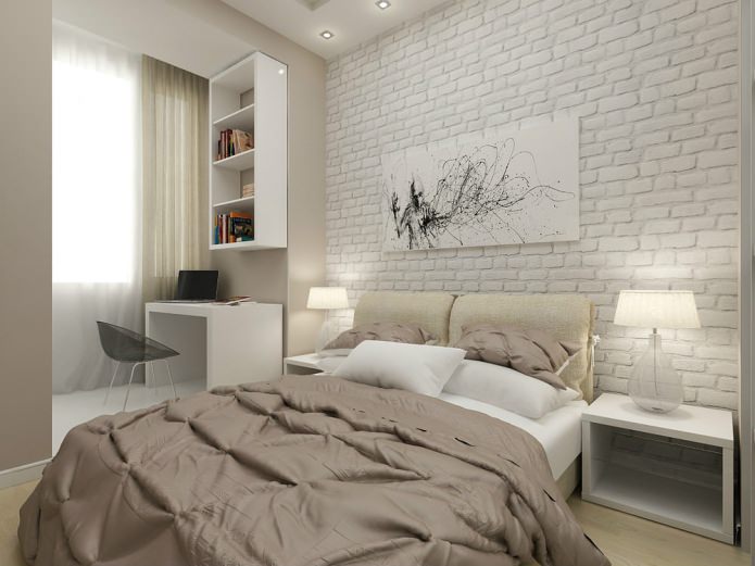 تصميم غرفة نوم في شقة استوديو بمساحة 45 مترًا مربعًا. م.
