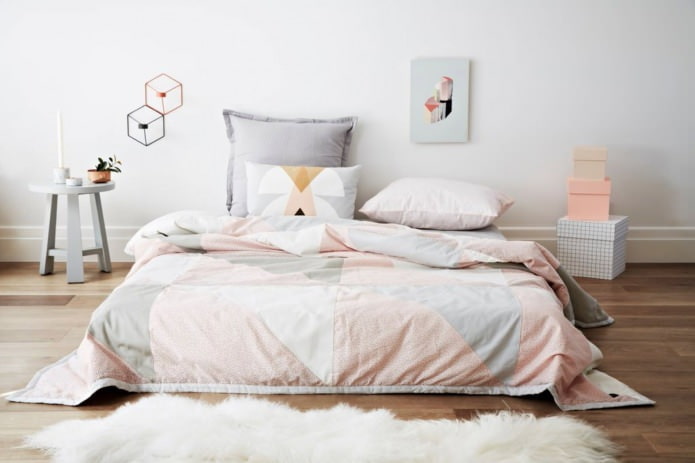 pastel renklerde yatak odası tasarımı
