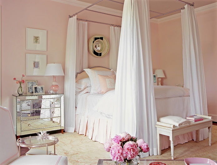 persikka valkoinen makuuhuone