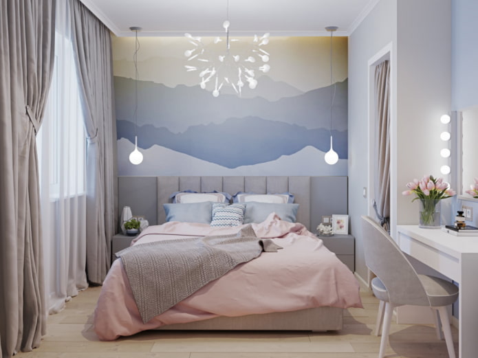 soveværelse design i pastelfarver