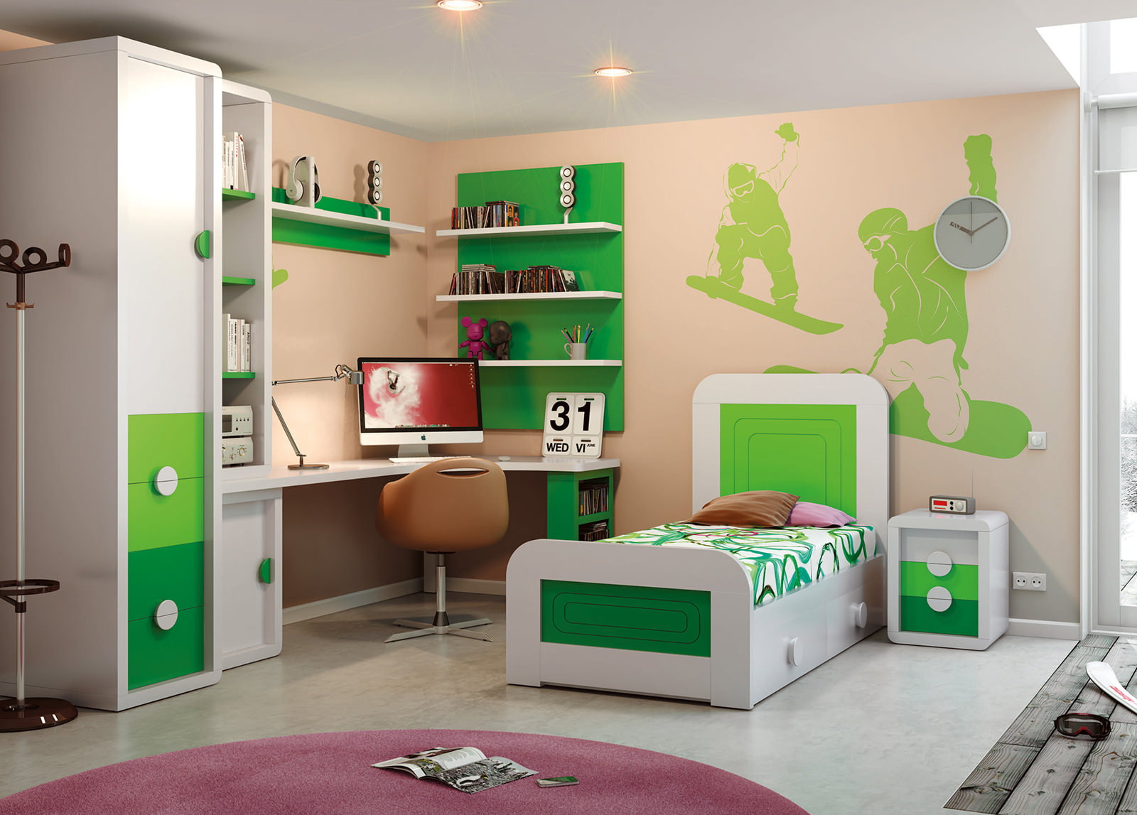 детска стая в зелено