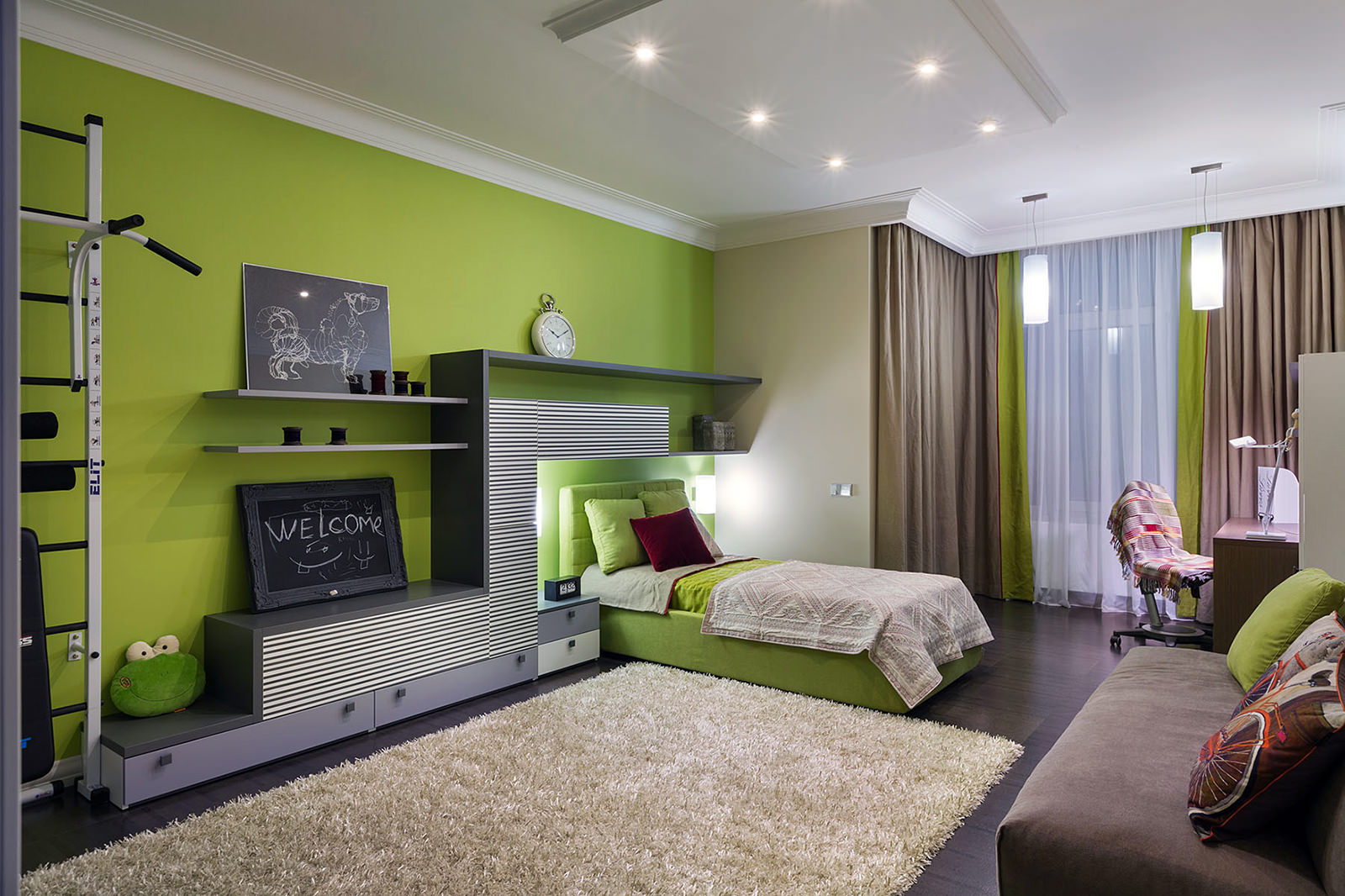 Detská izba v zelenej farbe