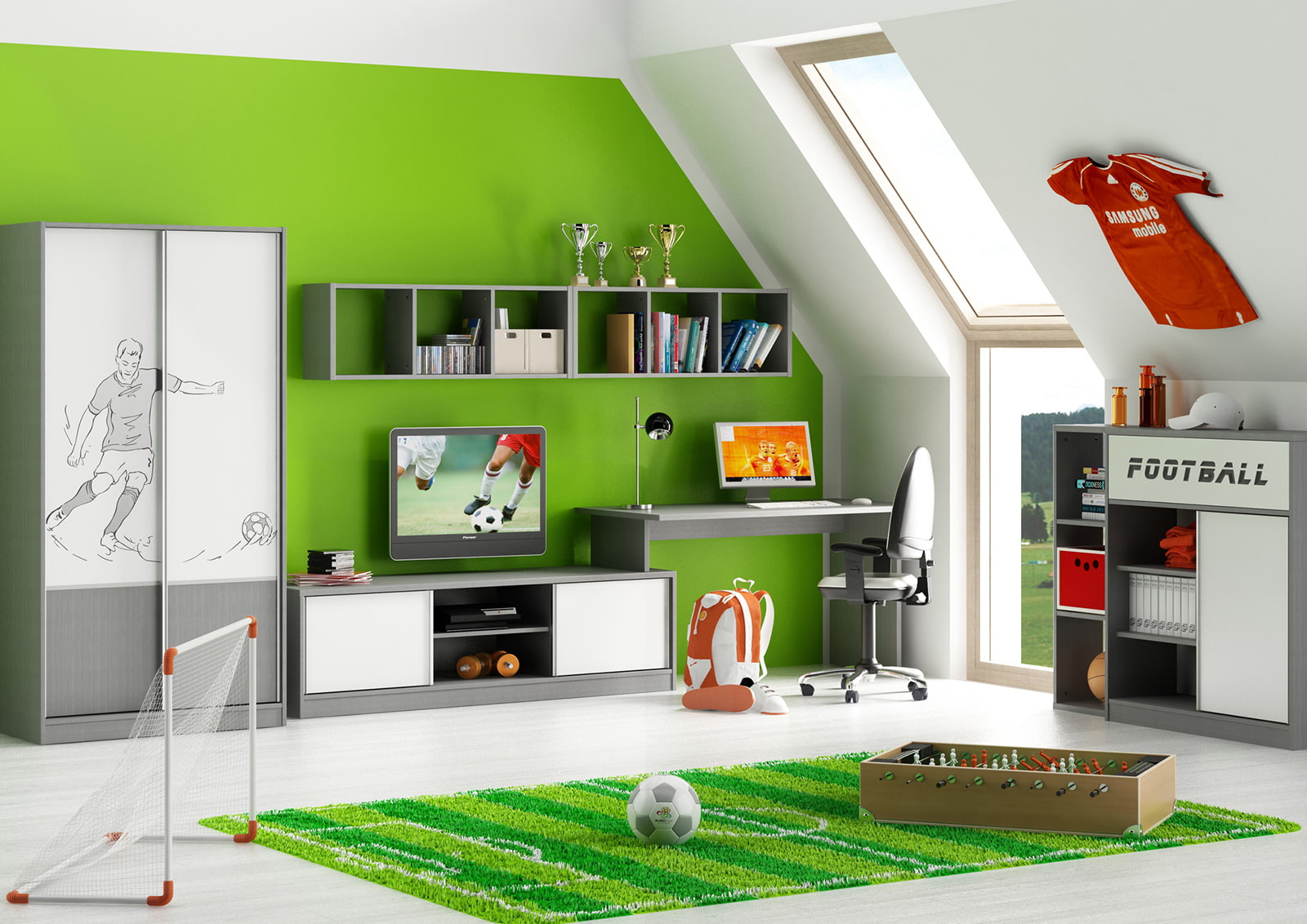 Παιδικό δωμάτιο με πράσινο χρώμα