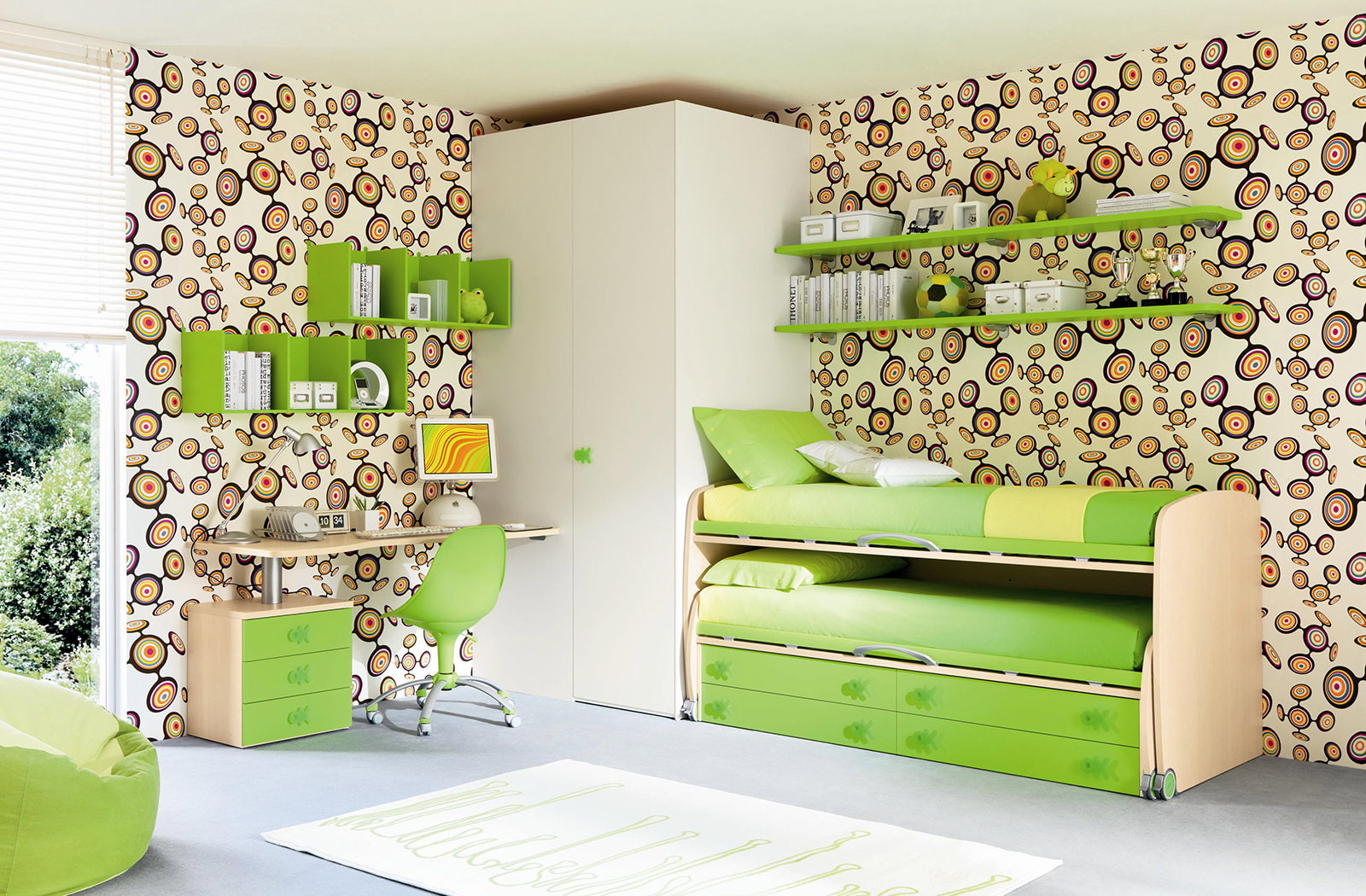 חדר ילדים בגוונים ירוקים