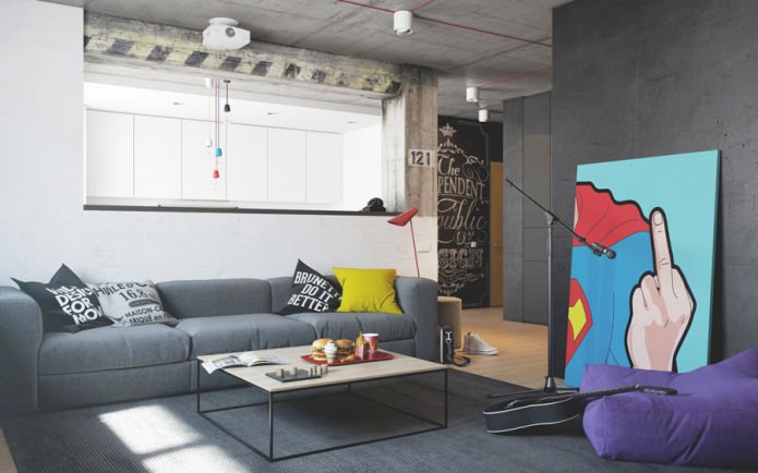 obývací pokoj ve stylu pop art