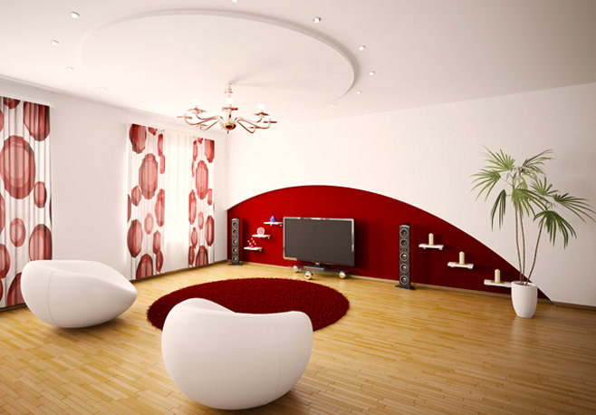 Foto obývacej izby červené