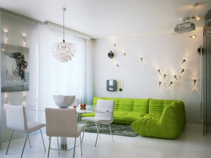 Obývacia izba v zelených tónoch
