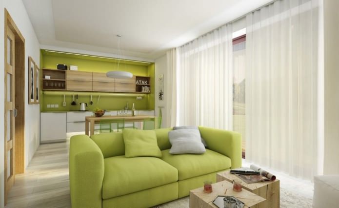 Zelená v obývacím pokoji