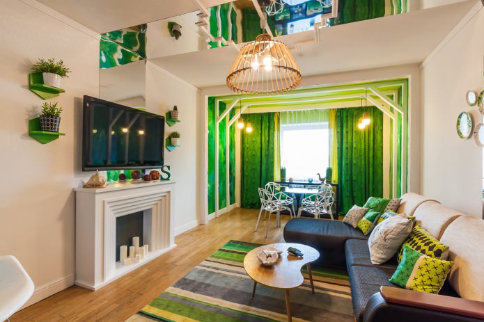 Interno verde del soggiorno