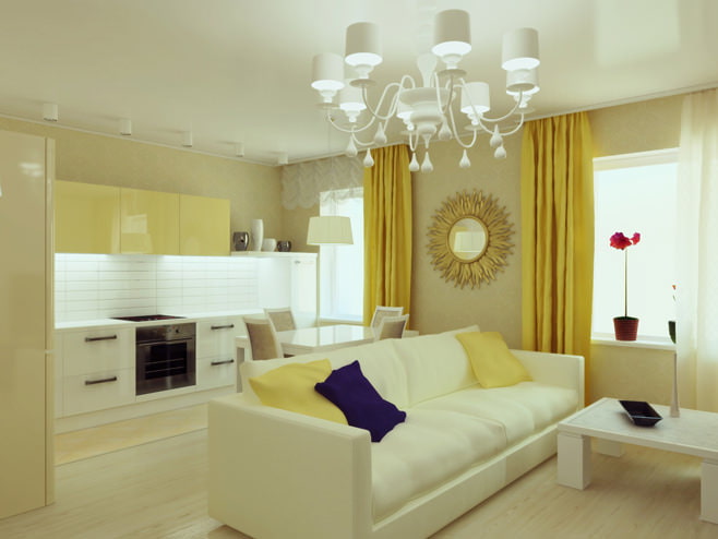 phòng khách màu vàng