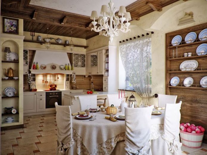 kuchynský interiér v rustikálnom vidieckom štýle