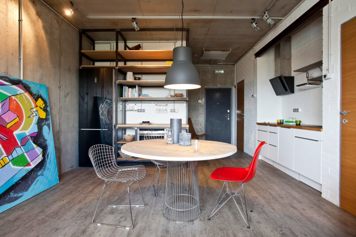 luminoso appartamento in stile loft con pareti in cemento