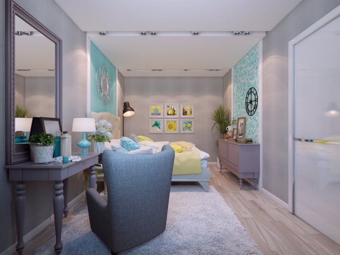 slaapkamer in het ontwerp van een appartement van 80 m². m.