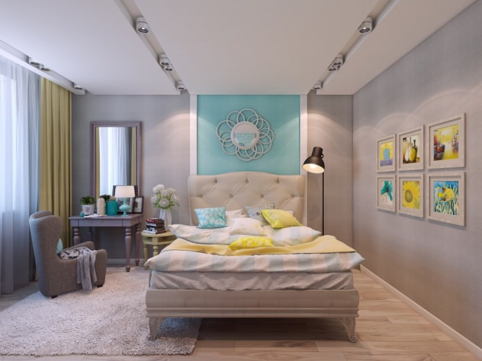 camera da letto nella progettazione di un appartamento di 80 mq. m.