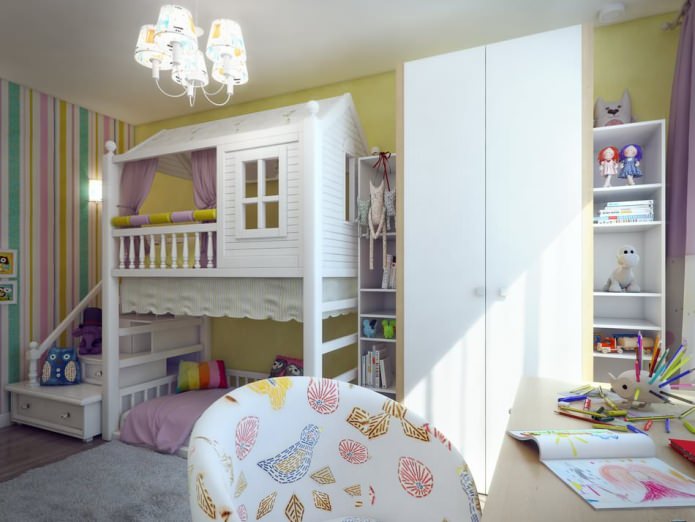 غرفة أطفال في تصميم شقة مساحتها 80 مترًا مربعًا. م.