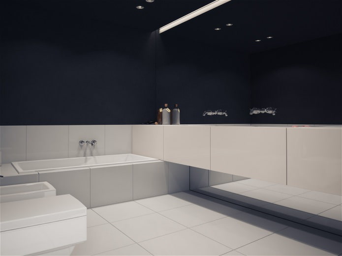 conception de salle de bain en noir et blanc