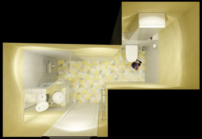 antras vonios kambarys geltonos spalvos