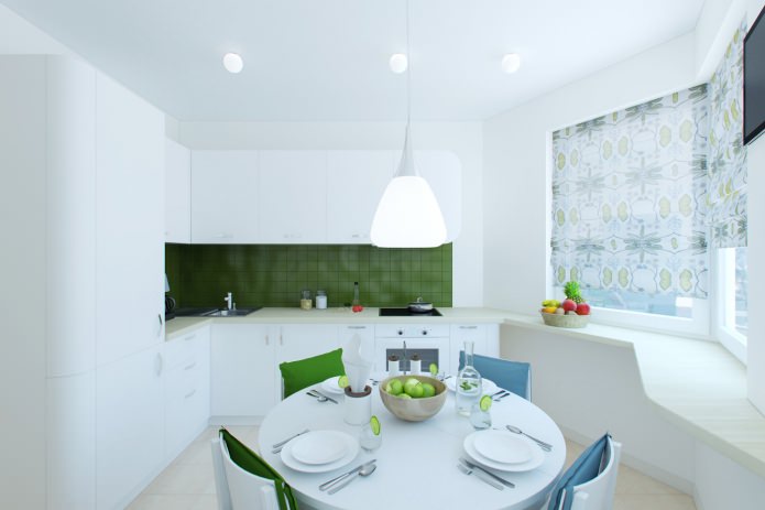 cuina-menjador al disseny d'un apartament de 55 m². m.