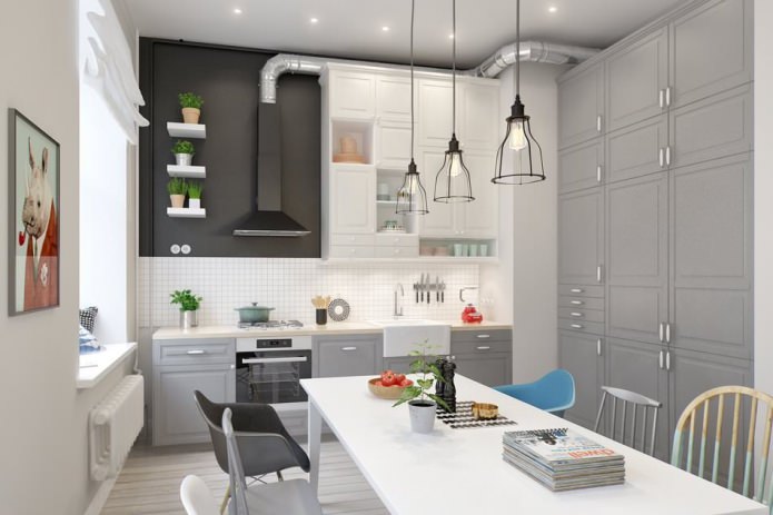 keuken in het ontwerpproject van een appartement van 100 m². m.