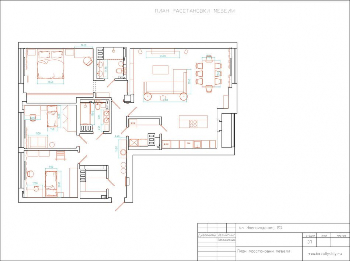 plan d'appartement 145 m². m.