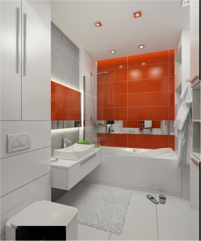 phòng tắm trong thiết kế nội thất của một căn hộ studio 47 sq. m.