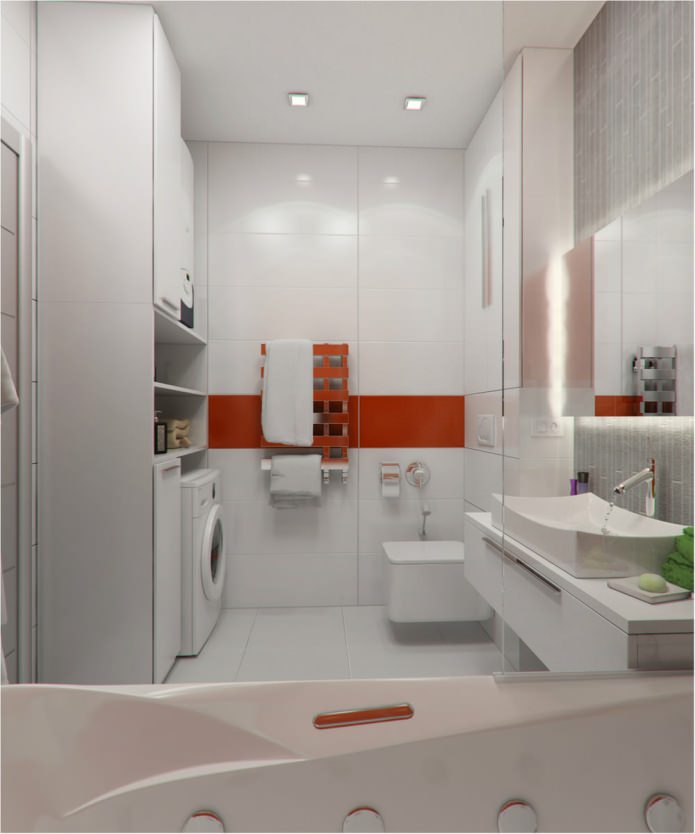 phòng tắm trong thiết kế nội thất của một căn hộ studio 47 sq. m.