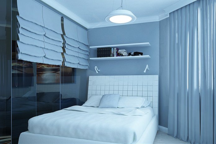 soveværelse i et designprojekt af en 2-værelses lejlighed
